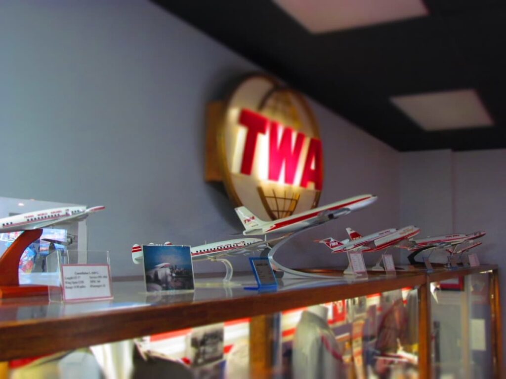 A series of airplane models showcase the changes that have occurred in technology over the decades.