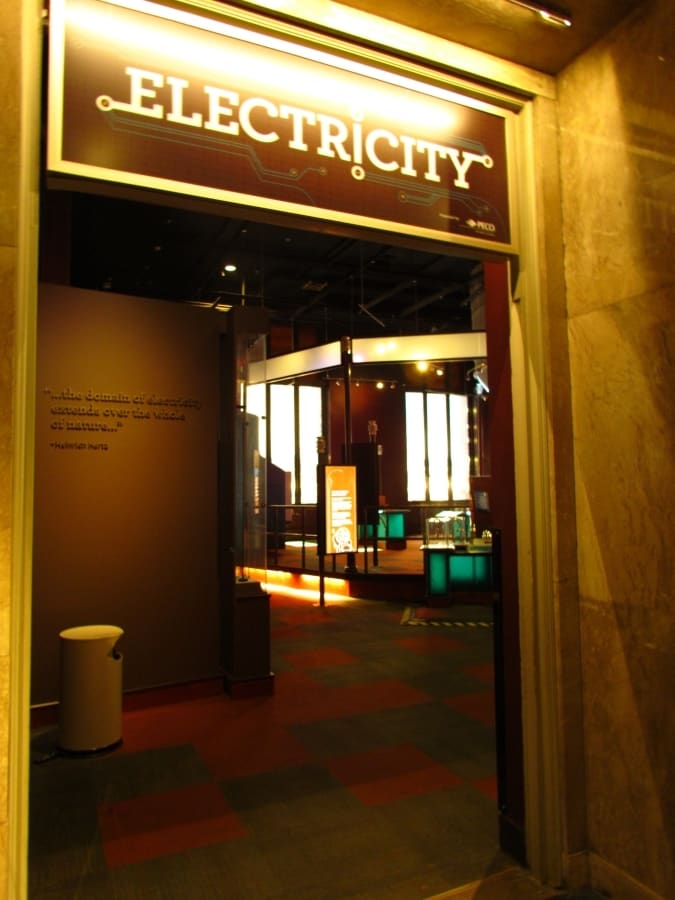 Entrance to Electricity exhibit at Franklin Institute.