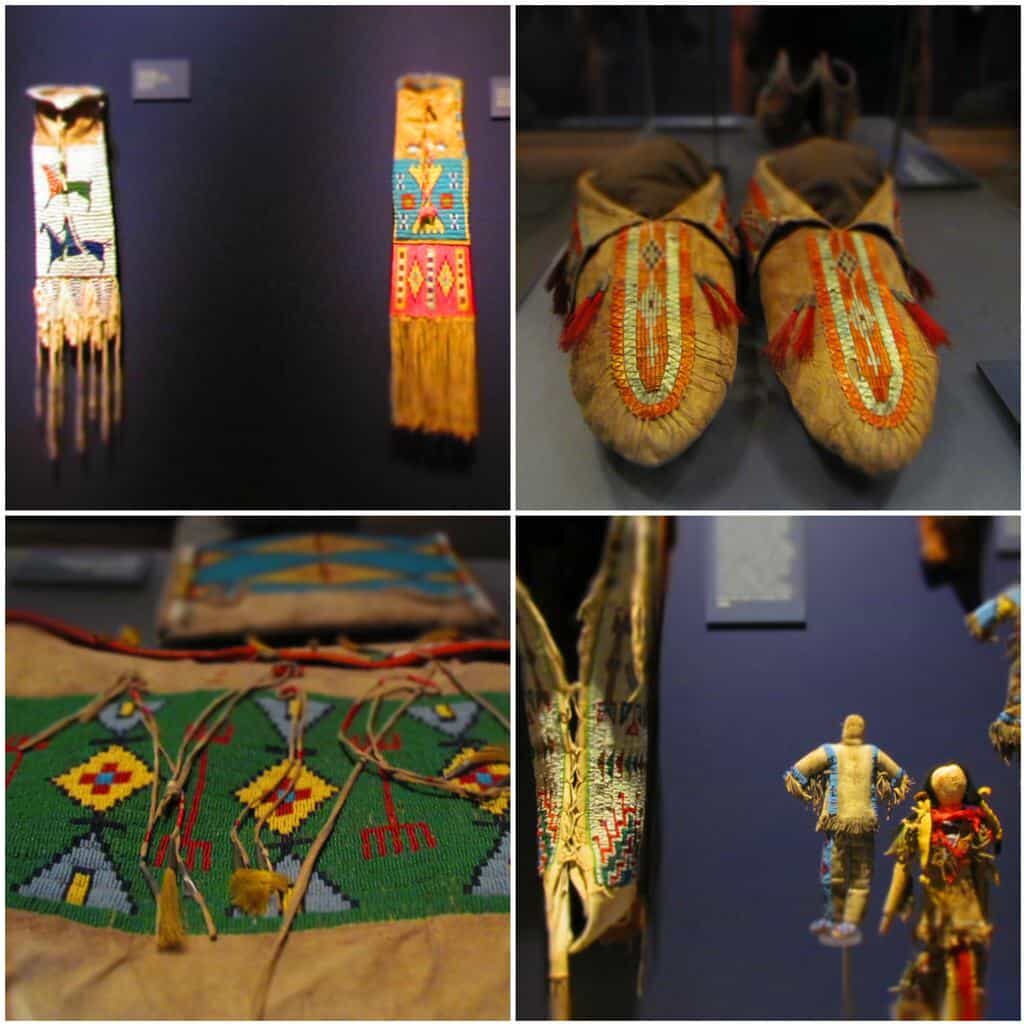A collage of four pictures highlights some of the beadwork found in Native American pieces.