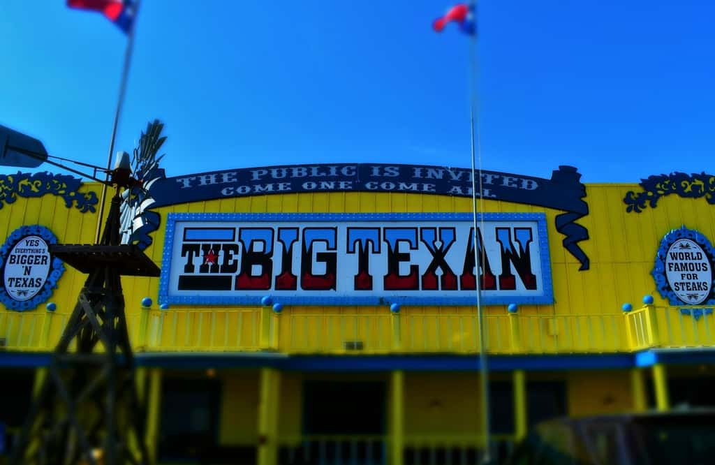There is plenty of cowboy spirit to be found inside of The Big Texan, including the ability to get huge slabs of cooked beef.