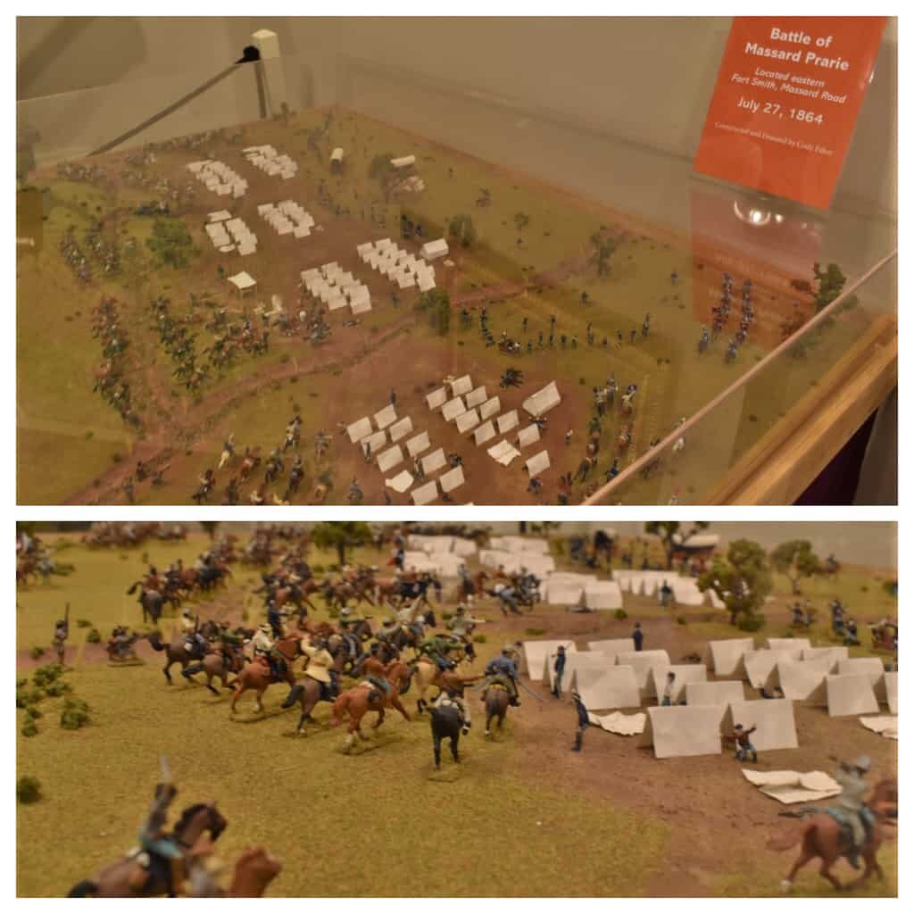 A diorama shows details from a Civil War battle near Fort Smith. 