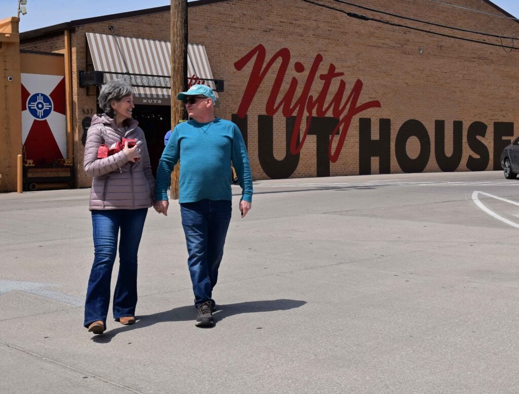 The authors gather supplies for their Wichita adventure from Nifty Nut House.